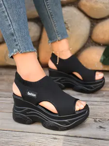 Women's Breathable Thick Sole Platform Sandals, Summer Outdoor Casual Shoes, Mesh Upper Height-Boosting Flip Flops, Comfortable and Stylish, Flatform, Casual Wedge Sandal