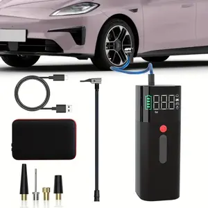 Portable air compressor, 150PSI car tire air pump, DC 12V electric tire pump, LCD digital pressure gauge and LED lights, motorcycle, bicycle, ball, auto parts Inflator Vulcanizing Equipment Compact Vehicle Tool Emergency Multifunctional Usb Output