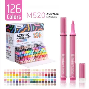 126 Color Layerable Acrylic Paint Markers, Soft Tip Direct Liquid, Ideal for Rock Painting, Canvas, Wood, Glass, Ceramic, Fabric, Plastic, Egg, Scrapbook, Art Supplies Set