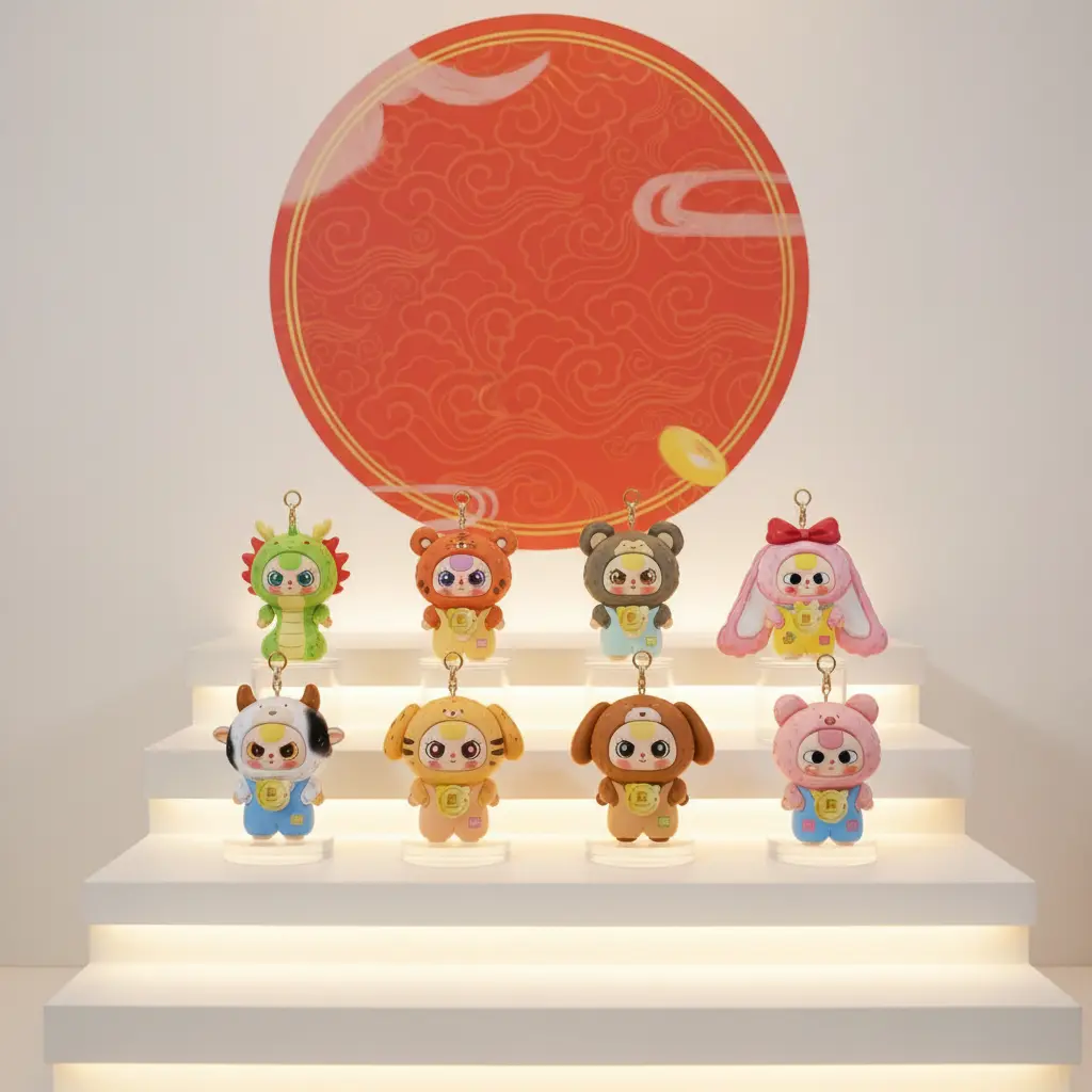 BB3 Chinese Zodiac Plush Blind Box - V2 Version Collectible Surprise Stuffed Animal, Boxing Twist Design, Varying Eyes and Facial Features for Children