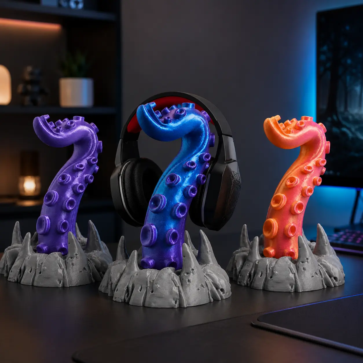Kraken Tentacle Headphone Stand | 3D Printed Gaming Headset Holder