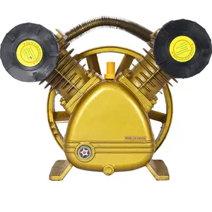 Cast Iron V-Type Dual Cylinder Air Compressor Pump Head, 5.5 HP Motor, Belt Driven, 21 CFM, 115 PSI Capacity, Cooling Blades