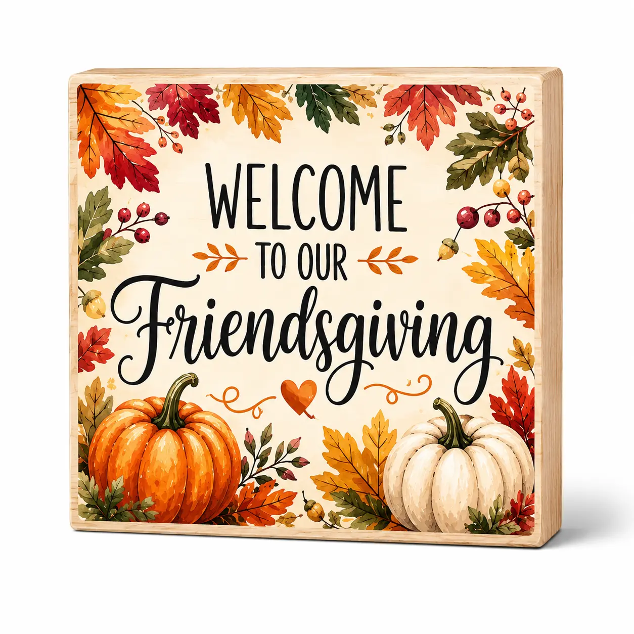 Friendsgiving Decorations, Welcome to Our Friendsgiving Sign, Rustic Wooden Decor for Thanksgiving and Fall, Gift for Friends and Family