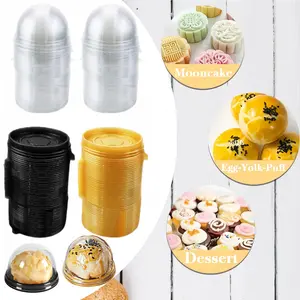 100 Pack 2.7 Inch Mini Cake Containers with Clear Dome Lids Clear Plastic Mini Cake Box Muffins Box Cookies Cookies Muffins Dome Box Wedding Birthday Gift Box Christmas Decorative Gift Box Gold Black