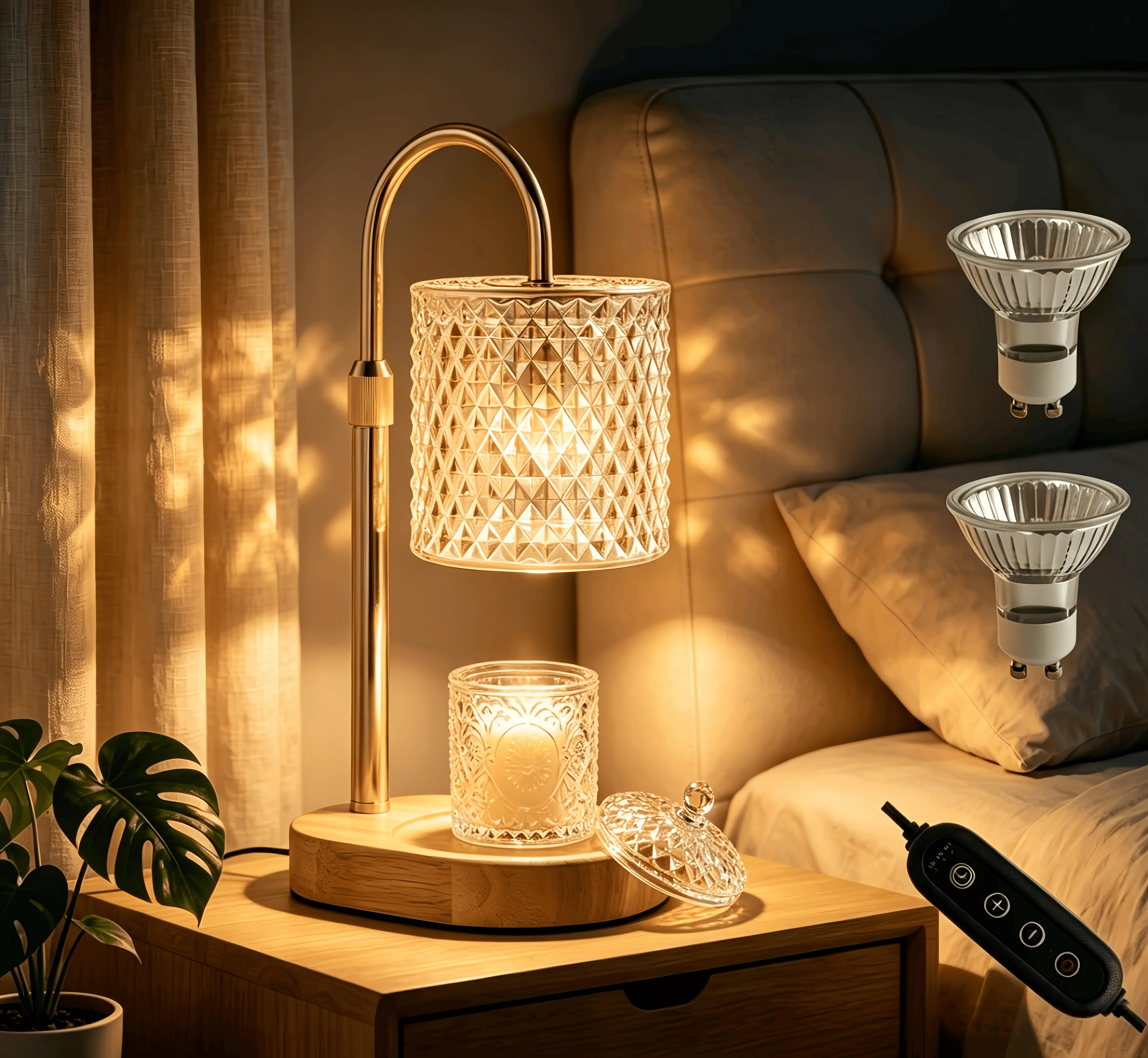Candle heater with timer and dimming function, height-adjustable candlestick lamp, ideal for home decor, specially designed for scented jar candles, Mother's Day/Valentine's Day/Christmas gift