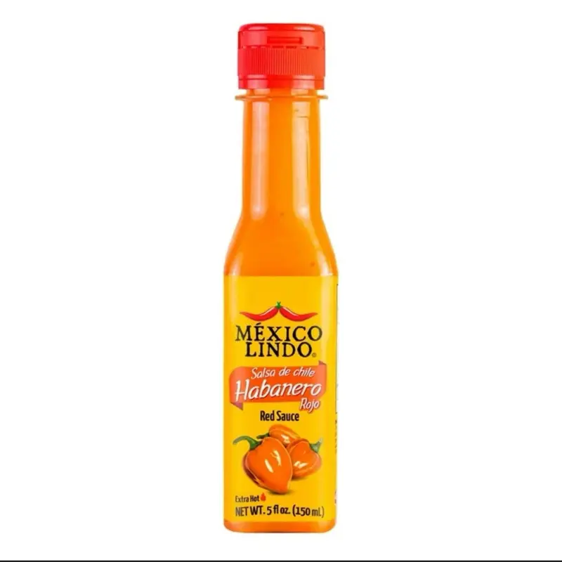 Mexico Lindo Red Habanero Hot Sauce 78,200 Scoville Level 5 Fl Oz Bottle Real Red Habanero Chili Pepper for Mexican Food Seafood & Pasta