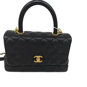 Pre-owned france Crossbody Bags Chanel Black and gold mini Coco handle（SZ 21446）