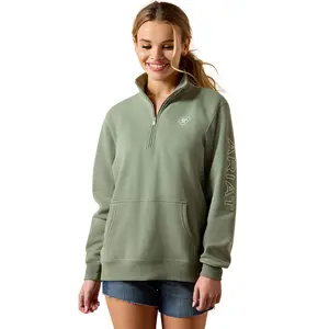10071505 Ariat Women's Foundation Logo 1/2 Zip Sweatshirt - Sea Spray