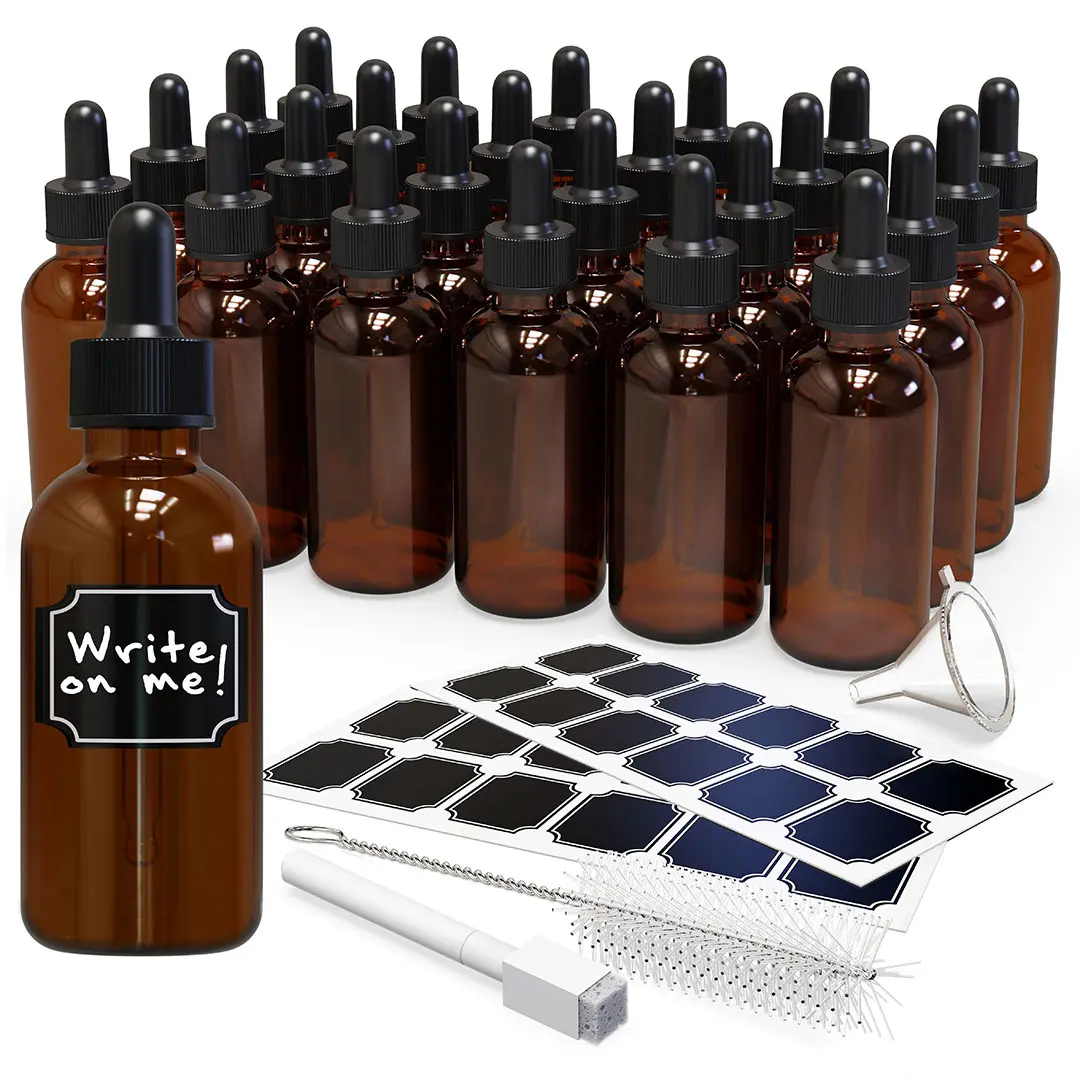 Nevlers 2 Oz Leakproof Amber Glass Dropper Bottles (Pack of 24) Nevlers 2 Oz Leakproof Amber Glass Dropper Bottles (Pack of 24)