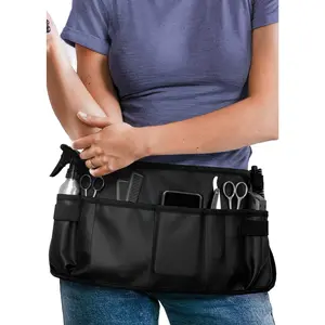 Salon Waist Apron - 9 Pockets - Hair Cut Holster, Tool Storage Pouch, Shears, Brush, Barber, Makeup