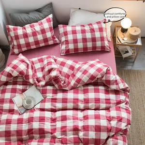 3-Piece Classic Plaid Bedding Set, Includes 1 Fitted Sheet & 2 Pillowcases, Soft Comfortable Home Bedroom Linen, All-Season Use, Soft Bedding Sets