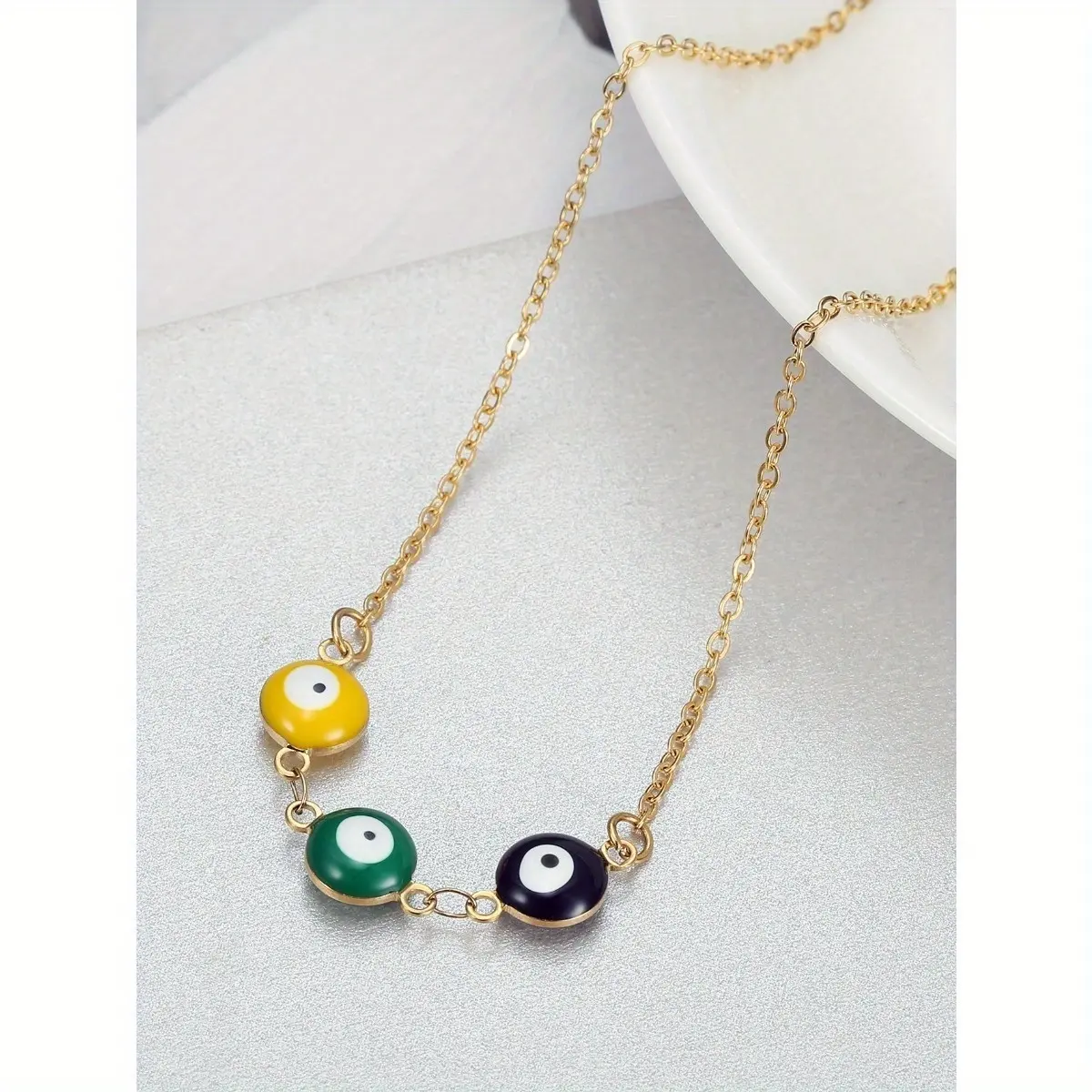 Women's Mysterious Retro Eyeball Pendant Choker Necklace - Stainless Steel Link Chain Collarbone Costume Jewelry for Females with No Excessive Ornate Details, Chain Jewelry Necklaces