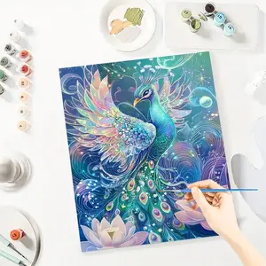 Peacock Paint By Number Kits for Adults Beginners, Easy Acrylic Simple Paint By Number Kits, DlY Watercolor Paint By Numbers Kits on Canvas Without Frame for Home Wall Decor Home Decoration 16x20inch