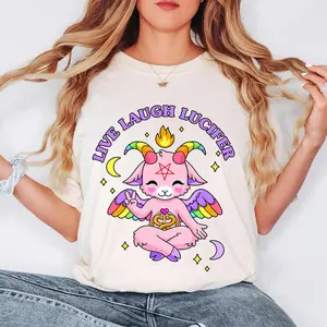 Kawaii Rainbow Baphomet "Live Laugh Lucifer" Tee