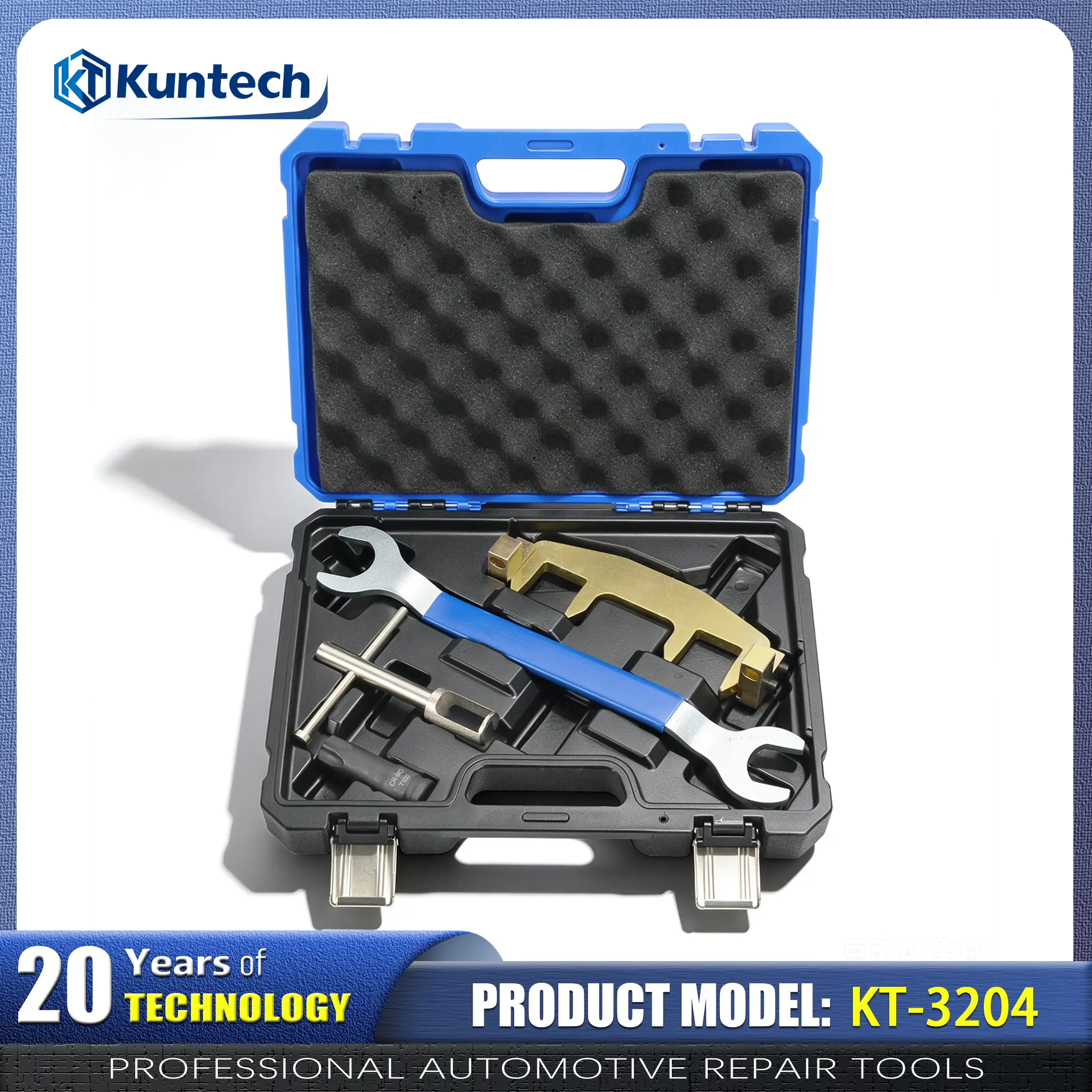 Kuntech Carbon Steel Dual-Function Mercedes-Benz M271 Engine Timing Tool Kit - Camshaft Alignment Locking Wrench, Fuel Injector Remover Set (Locks Cams, 1 Set, OEM-Spec Fit) for 4-Cylinder M271 Engines (C180,C260,E200,CLK200,SLK200) KT-3204