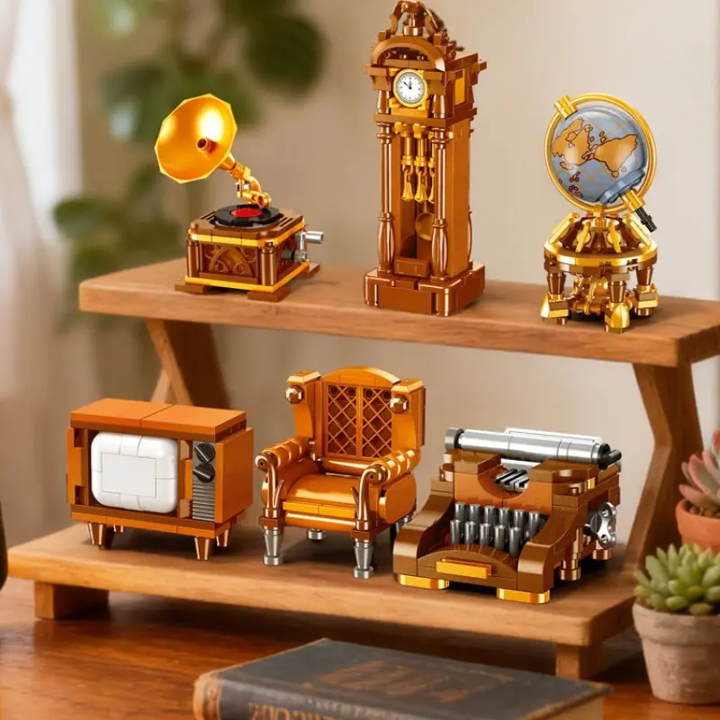Vintage Clock Swing Typewriter Sofa TV Globe Phonograph Model Kit, Creative Desk Decor, Home Decoration Gift and Collectible, Decorative Ornaments, Decoration Items