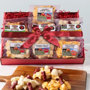 Cheese Wisconsin Cheese Curd Meat Sticks Holiday Gift Box 100% Wisconsin Famous Fresh Cheese Curds Meat Sticks |   Perfect for Parties, Charcuterie Boards, and Holiday Gifts