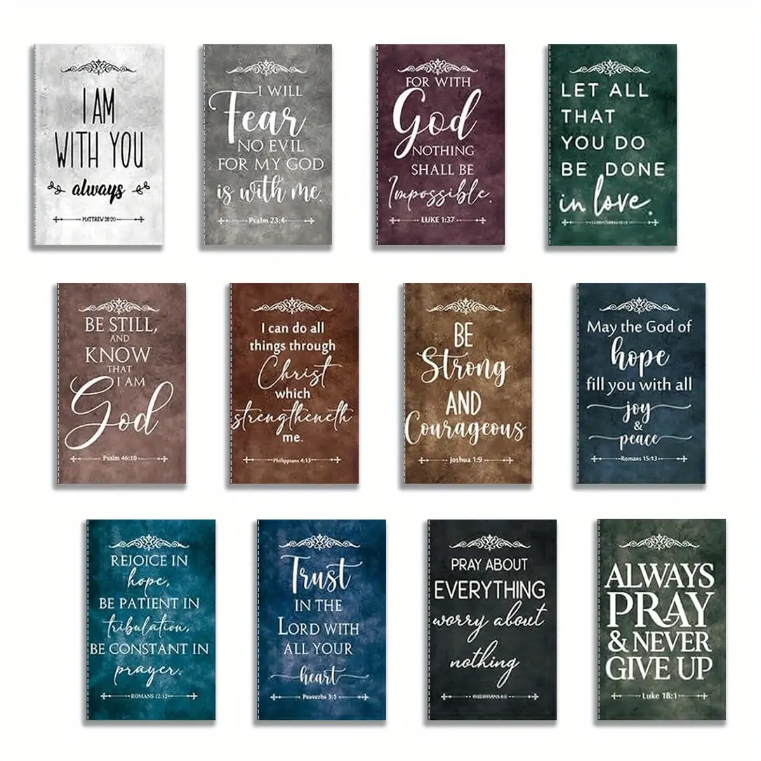 12 Pcs Christian Gift Set, Curated Notebook Set, Bulk Bible Scripture Mini Notebook, Inspirational Notebook Portable Pocket Notebook, Suitable For Travel Convenience Exquisite And Beautiful