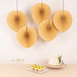 6 Pack Natural Dried Tropical Palm Leaf Paper Fans, Handheld Folding Fans Boho Farmhouse Wall Table Decor - 25"