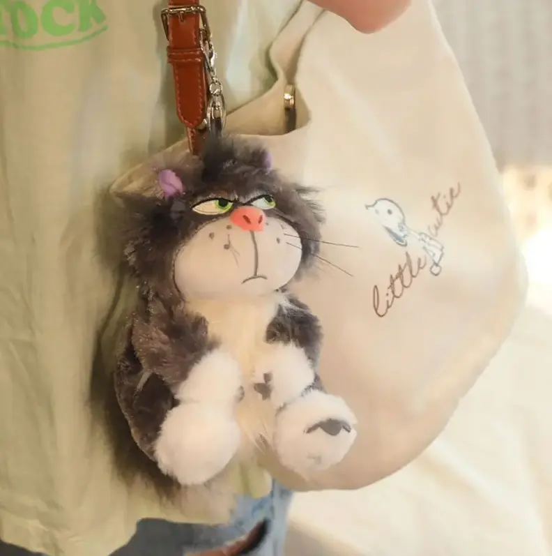 Plush Keychain,Lucifer Cat,Cartoon Doll,Cute Bag Charm,Mini Pendant,Soft Stuffed Toy,Car Key Holder,Backpack Ornament,Gift For Fans