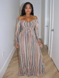 Women's Off Shoulder Dress, Elegant Fashion Casual Dress for Daily Outdoor Wear, Women Dress for Spring Fall