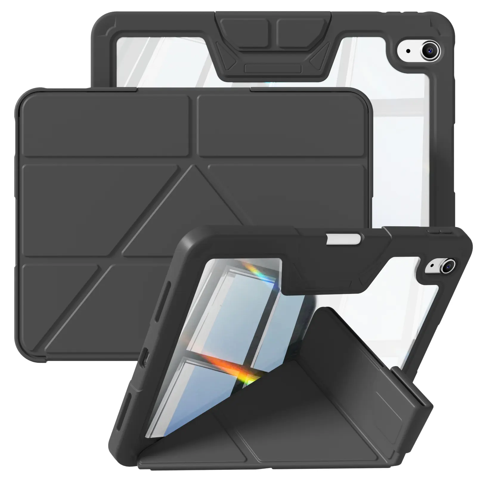 Kenke Clear & Durable iPad Case, All-Round Protection, Multi-Angle Stand, Built-in Apple Pencil Holder, Compatible with iPad 11th/10th Gen, Air M3/M2, Air 5th/4th Gen, Pro 1st–4th Gen 11"