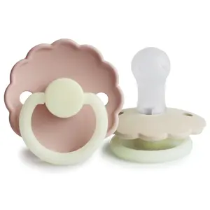Daisy Night SilkySoft Silicone Baby Pacifier |   Made in Denmark |   BPA-Free (Blush/Cream, 0-6 Months)