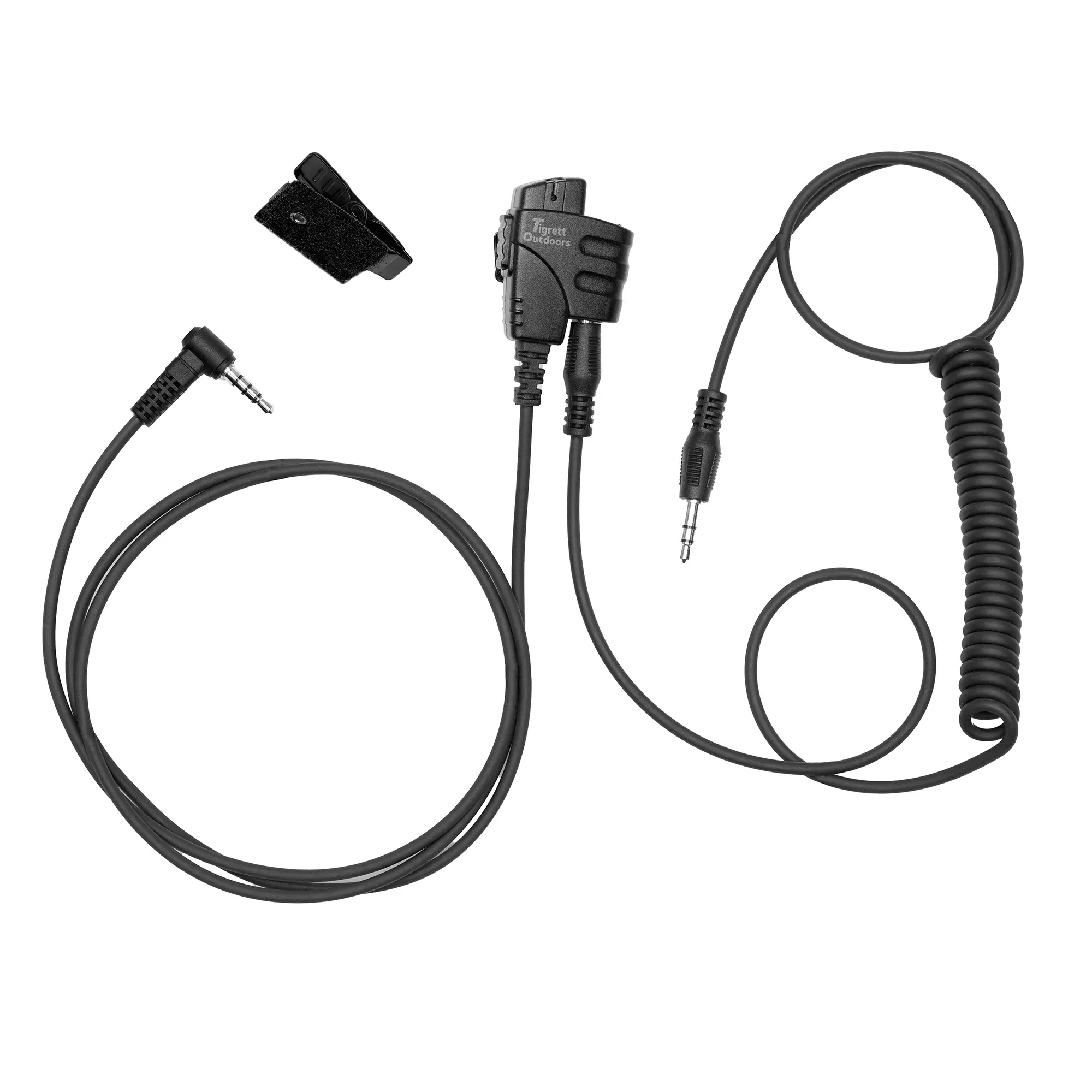 Push-to-Talk Cable with 3.5mm Audio Adapter - PTT Button for Kenwood K1 and Baofeng Waterproof Radios - Compatible with 3.5mm Electronic Earmuffs (Clip With Velcro, Yaesu Single Pin for FT60 w/Velcro)