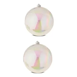 2-Count Iridescent Clear Jumbo Shatterproof Christmas Ornaments, 7.87 in