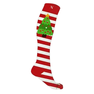 Extreme Fit Knee-High Support Socks with Peppermint Tree Prints - Moisture-Wicking & Comfort Fit Breathable Comfortable Fabric