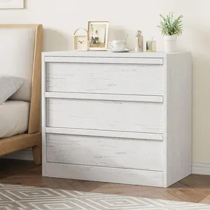 Garvee 3 Drawer Dresser for Bedroom, White Nightstand 3 Chest of Drawers with Large Storage, Small Modern Dresser Organizer Bedside Table for Living Room, Nursery, Entryway