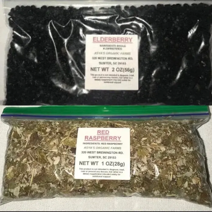Organic Red Raspberry Leaf and Dried Elderberries Set Tea