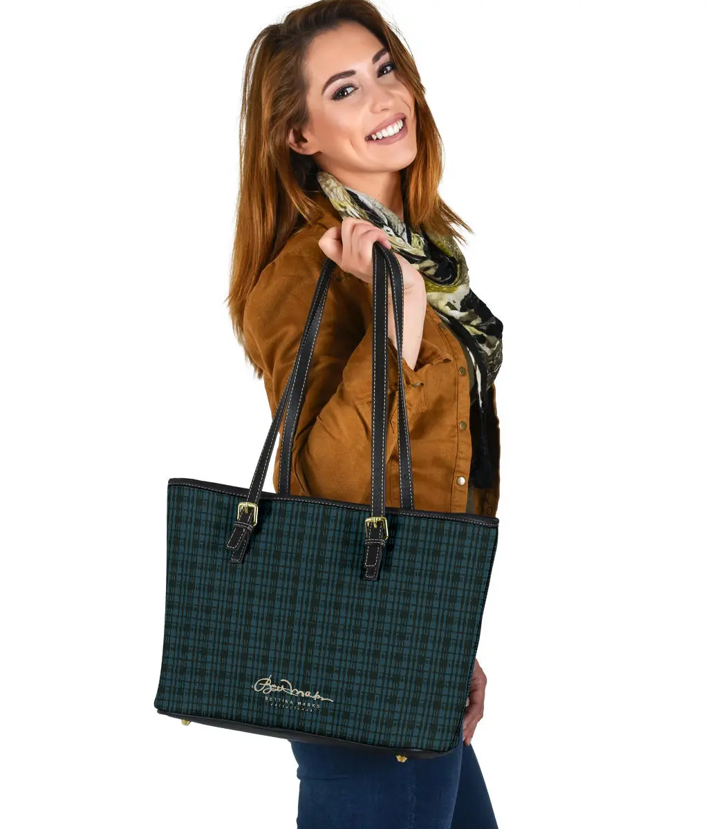 Twilight Plaid Small Leather Tote Bag