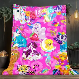 Lisa Frank Theme Style Soft and comfortable home blankets, small throw blankets, nap blankets, perfect Christmas gifts for friends and besties. Super soft heat-pressed blankets. Y251212058