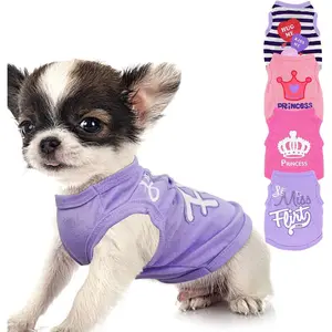 4-Piece Set Small Dog Girl Summer Soft Puppy Shirt Cute Chihuahua Teacup Dog Clothes Female Dog Shirt Breathable Pet Clothing Pink Girl Dog Clothes (XX Small)