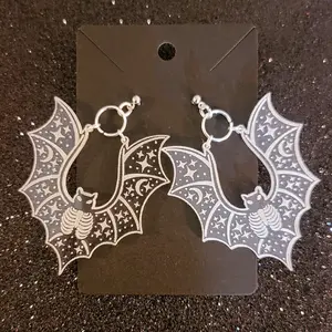 Clear Acrylic Bat Earrings Female Male