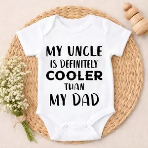 My Uncle Is Definitely Cooler Than My Dad Newborn Baby Boy Clothes  For Newborn baby clothes boy Infant Romper Short Sleeve Romper Bodysuit Cute Print Soft Cotton Breathable Outfit for Infants 0-24 Months, Perfect for Outdoor & Spring & Summer &