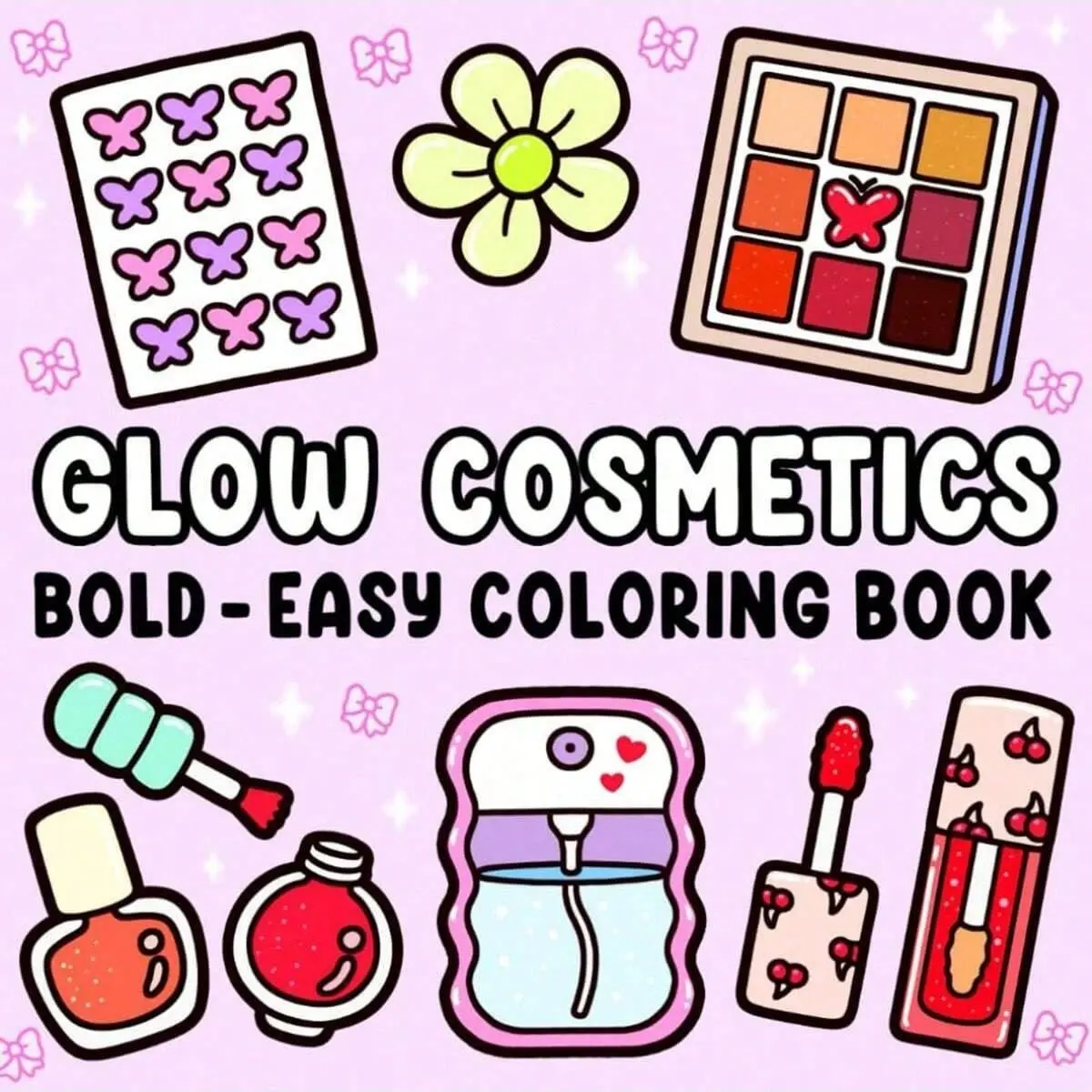 Hand drawn must-have, Art drawing, 1pc GLOW COSMETICS coloring book For Adults And Kids, Bold And Easy, Simple And Big Designs, zero foundation drawing to relieve stress, Christmas gift