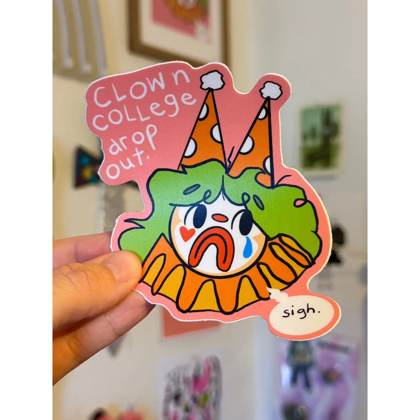 Clown College sticker, xl size 4x3 inches die cut Clown College sticker, xl size 4x3 inches die cut