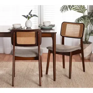 Baxton Studio Dannon Fabric and Wood Dining Chair Set of 2