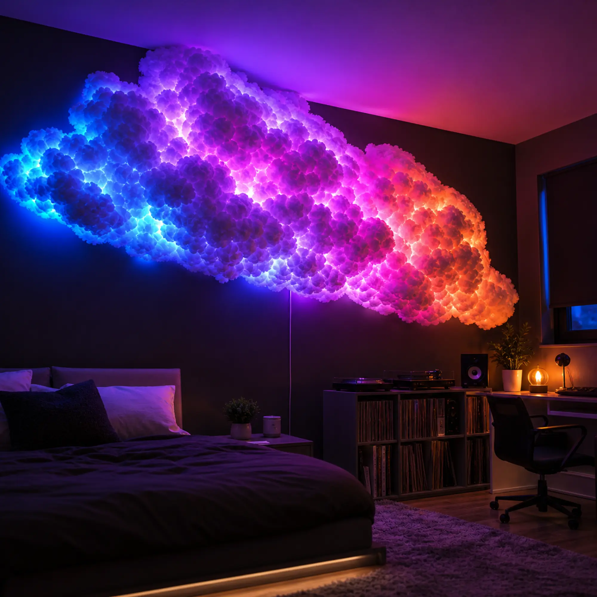 DIY 3D RGB Thundercloud Ceiling Light, Bluetooth App Control Music Sync Cloud Lamp, Multicolor LED Lights for Bedroom, Gaming Room, Living Room, Party and Home Decor