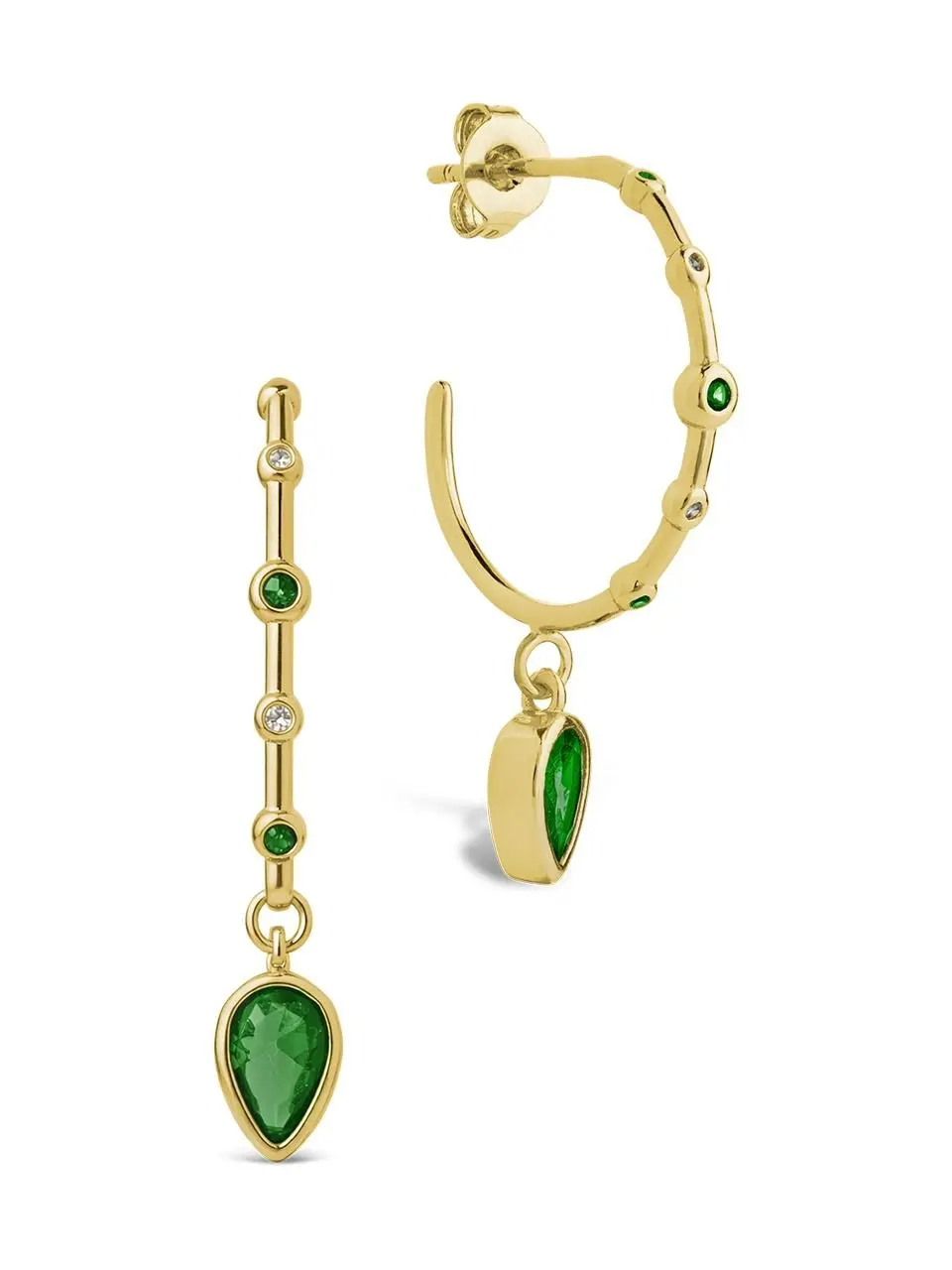 Bezel CZ Station Hoop Earrings