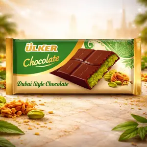 Ulker Dubai Chocolate Bar Pistachio 93gr (3.28 Fl Oz) | Luxury Rich Chocolate, Individually Wrapped Fresh, Premium Pistachio Cream Katafi Filling | Dubai Candy - The Famous Flavor (1/2/3/6 Pack)