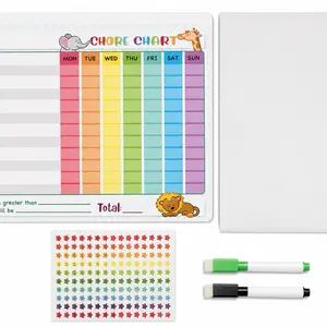 Chore Chart for Kids, Magnetic Reusable Responsibility Tracker with 20 Task Stickers