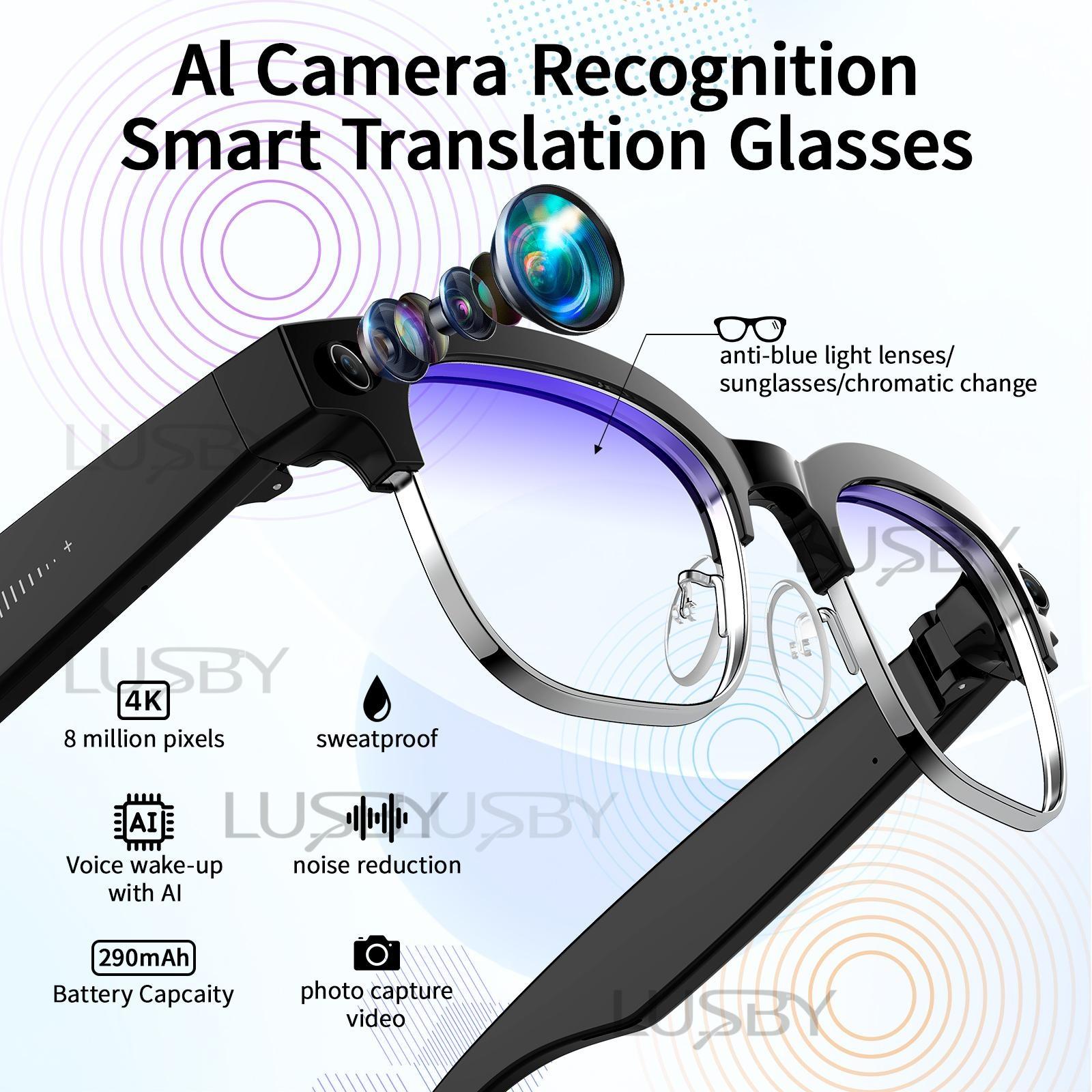 LUSBY Smart AI Camera Glasses with 8MP Photochromic Lenses ,Button Touch Adjustment for Travel Outdoor Adventures Hands-Free Photography 160+Languages Real-Time Translation Bluetooth Wireless Wearable Video Recording UV Protection ,Easter gift LUSBY Smart AI Camera Glasses with 8MP Photochromic Lenses ,Button Touch Adjustment for Travel Outdoor Adventures Hands-Free Photography 160+Languages Real-Time Translation Bluetooth Wireless Wearable Video Recording UV Protection ,Easter gift