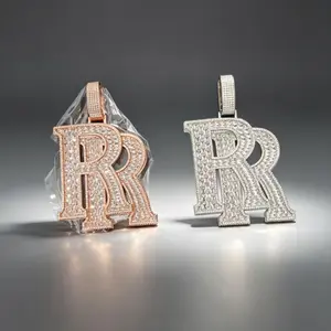 8052 Bling Double R Letter Pendant | Hip Hop Rapper Style Statement Piece