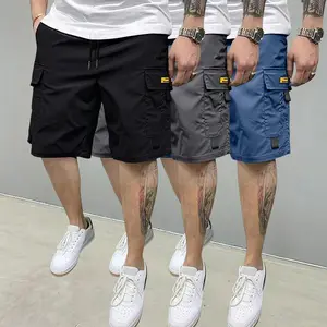 Men’s 3-pack classic cargo shorts, soft lightweight fabric, drawstring elastic waistband, cargo pocket details—ideal for casual wear, outdoor activities, and summer.