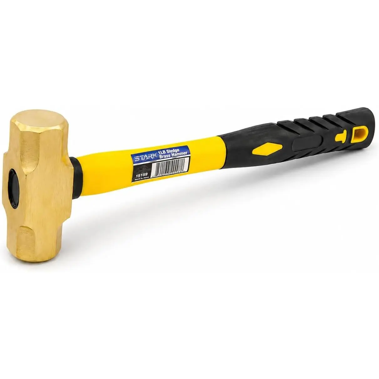 1lb Brass Sledge Hammer (16oz) Fiberglass Handle, Drilling Hammer, Crack Hammer, DieForge, Corrosion Resistant, 12.5" Brass Hammer