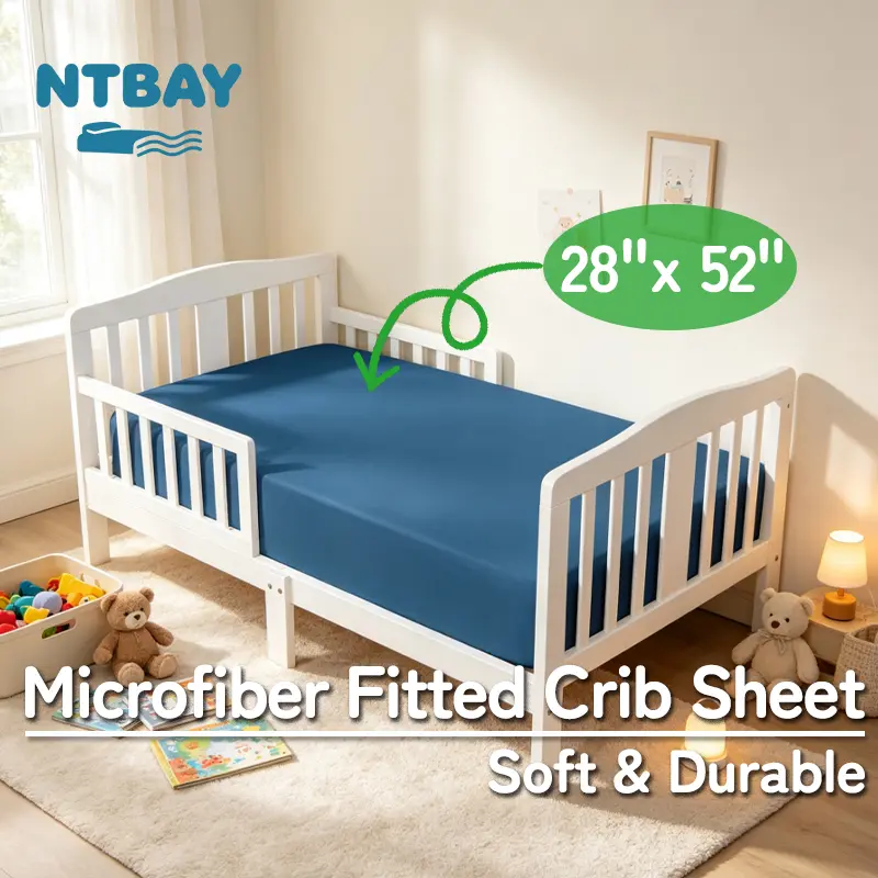 NTBAY 100% Brushed Microfiber Fitted Crib Sheet, Toddler Fitted Sheet with 8" Deep Pocket, Super Soft and Cozy Crib Sheet for Standard Crib and Toddler Mattresses, All-around Elastic Snug Fitted Sheet, Oeko-Tex