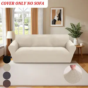 Corn Grain Embossed Solid Color Stretch Sofa Cover, Fits Single/double/triple Seater, Durable Elastic Design, Easy Fit, Perfect for Living Room Furniture Protection